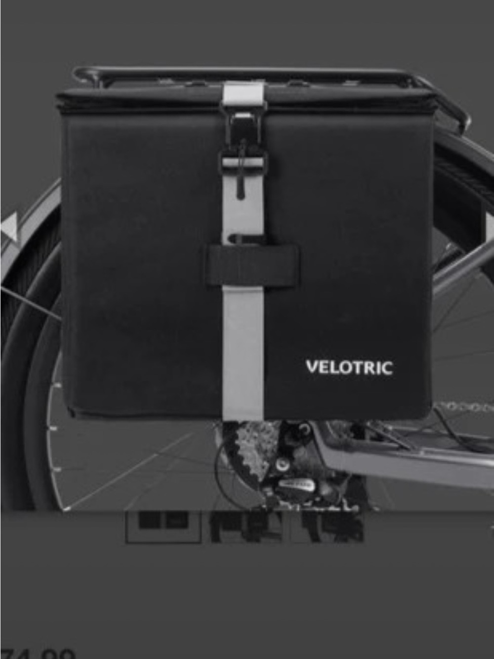 Velotric Black Bike Pannier Bag - Durable Commuter Carry